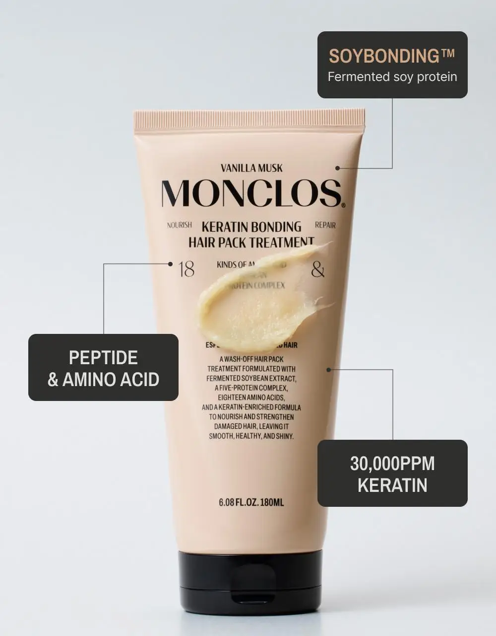 [쫀쫀모발밀도케어] 몽클로스 케라틴 본딩 헤어팩 트리트먼트 180ml 상세페이지 18